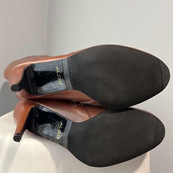 Aldo Morono Brown Leather Heeled Boots - Picture 9 of 10